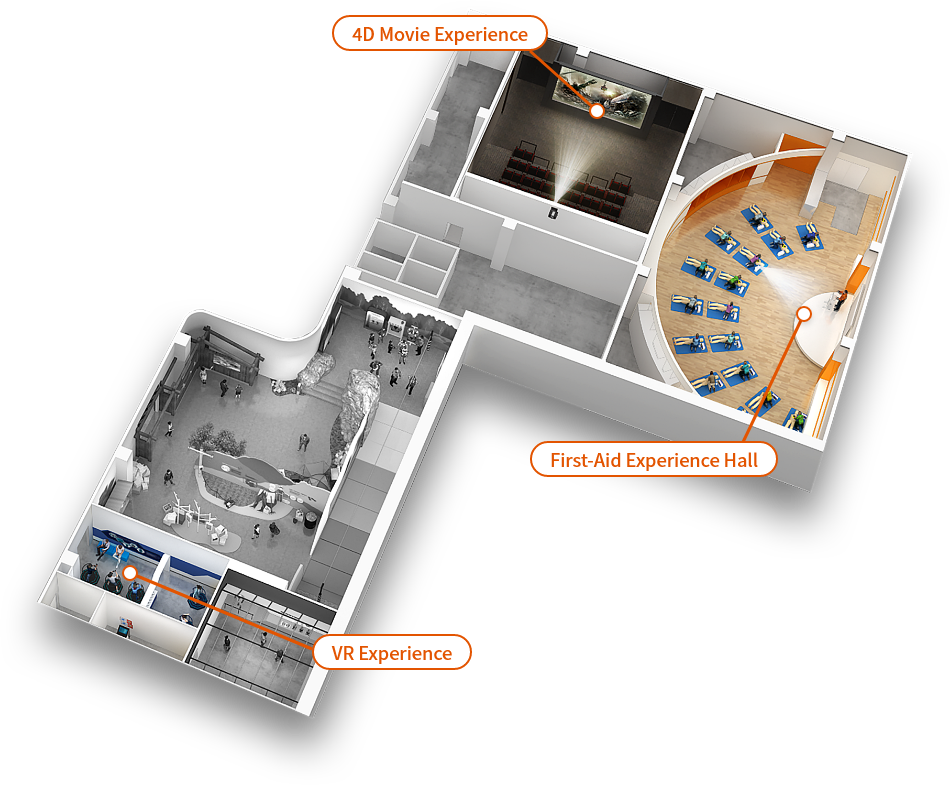 First-Aid Experience Hall, VR Experience, 4D Movie Experience floor plan